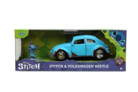 Jada Set Masinuta Metalica Volkswagen Bettle Scara 1:32 Si Figurina Metalica Stitch