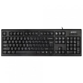 Tastatura KR-85 A4Tech , cu fir, USB, neagra, Comfort Round - taste rotunjite, 104 taste cu margini inscriptionate laser