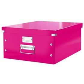 Cutie depozitare LEITZ WOW Click & Store, carton laminat, mare, roz