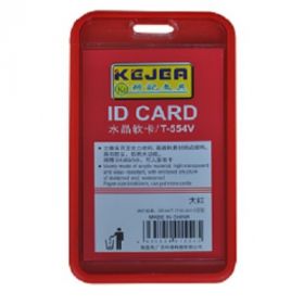 Buzunar PVC, pentru ID carduri,  54 x  85mm, vertical, 5 buc/set, KEJEA - rosu