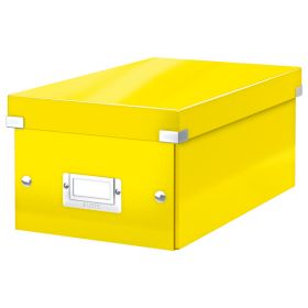 Cutie depozitare Leitz WOW Click & Store, carton laminat, pliabila, cu capac, 20x14x35 cm, galben