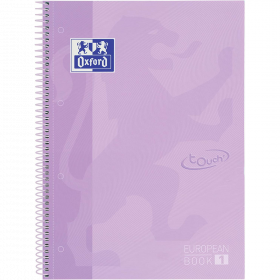 Caiet cu spirala, OXFORD Europeanbook 1, A4+, 80 file-90g/mp, hardcover mov pastel, Scribzee-mate