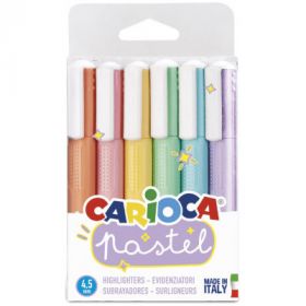 Textmarkere, 6 buc/set, CARIOCA Pastel - culori pastel