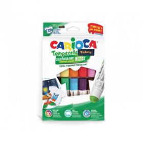 Creioane tempera, pentru textile, rezistente la spalat, 10 culori/cutie, CARIOCA Temperello Fabric