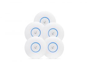 Ubiquiti UniFi Acess Point WAVE 2 UAP-AC-HD kit 5 bucati, 2x Gigabit LAN, AC2600 (800 + 1733Mbps), 4x4 MIMO 2.4GHz, 4x4 MIMO 5GHz, Indoor/Outdoor, 802.3at PoE+ , Power Save, Beamforming, 17W, 4 antene, kit de montare pe tavan/perete inclus, injector compa