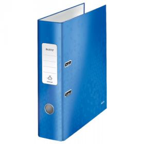 Biblioraft LEITZ 180 WOW, carton laminat, A4, 80 mm, albastru