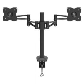 BARKAN Dual Monitor Desk Mount, Black, 5 Movement -Vertical adjustment, Rotate, Fold, Swivel & Tilt, up to 8.8 lbs /4 kg. Mount assures wide movement range to reach ergonomically suited viewing position, Movement options allow vertical adjustment, rotate