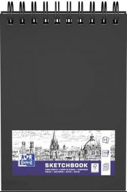 Bloc desen cu spirala, OXFORD Sketchbook, A5, 50 file - 100g/mp, coperta carton rigid negru