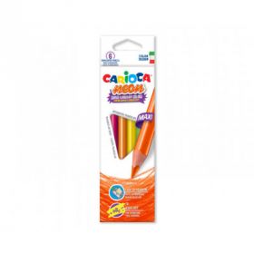 Creioane colorate CARIOCA Maxi Neon, triunghiulare, super fluorescente,  6 culori/cutie