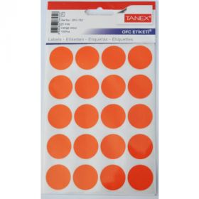 Etichete autoadezive color, D25 mm, 100 buc/set, TANEX - orange
