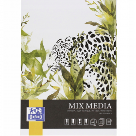 Bloc desen OXFORD Mixed Media, A4, 25 file - 225g/mp, coperta carton - design leopard
