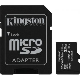 MicroSD Kingston, 32GB, Select Plus, Clasa 10 UHS-I Performance, R: 100 MB/s, include adaptor SD (pentru telefon)
