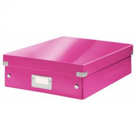 Cutie depozitare LEITZ WOW Click & Store Organizer, carton laminat, medie, roz