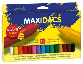 Creioane cerate groase, cutie carton, 15 culori/cutie, ALPINO MaxiDacs