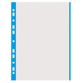 Folie protectie transparenta, cu margine color, 40 microni, 100 folii/set, DONAU - margine albastra