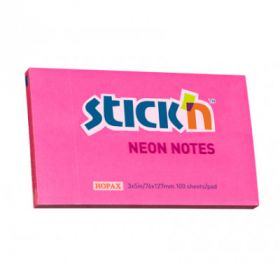 Notes autoadeziv 76 x 127 mm, 100 file, Stick'n - roz neon