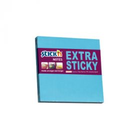Notes autoadeziv extra-sticky 76 x  76mm, 90 file, Stick'n - albastru neon