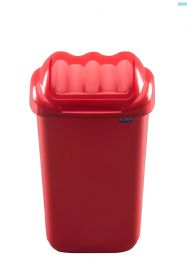 Cos plastic cu capac batant, pentru reciclare selectiva, capacitate 15l, PLAFOR Fala - rosu