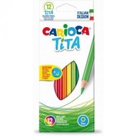 Creioane colorate CARIOCA Tita, hexagonale, flexibile, 12 culori/cutie