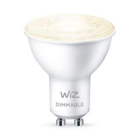Bec LED inteligent WiZ Connected Dimmable, Wi-Fi, GU10, 4.9W (50W), 345 lm, lumina alba calda, compatibil Google Assistant/Alexa/Siri 