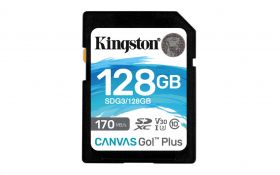 SD Card Kingston, 128GB, Canvas GO Plus, Clasa 10 UHS-I, Speed up to 170 MB/s, 3.3V, exFAT