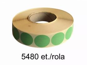 Role etichete semilucioase ZINTA rotunde verzi 25mm, 5480 et./rola