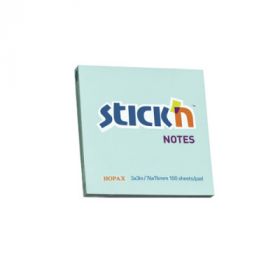 Notes autoadeziv 76 x  76 mm, 100 file, Stick'n - albastru pastel