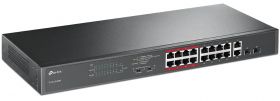 TP-Link, Switch 16 porturi, 16 PoE+ 10/100Mbps RJ45 Ports,2 10/100/1000Mbps RJ45 Ports, 2 Combo Gigabit SFP Slots.