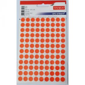 Etichete autoadezive color, D10 mm, 540 buc/set, TANEX - orange