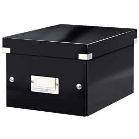 Cutie depozitare LEITZ WOW Click & Store, carton laminat, mica, negru
