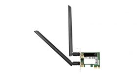 D-Link Wireless AC1200 Dual Band PCI Express Adapter, DWA-582; Interface: PCI Express (PCIe); Two 4.5 dbi external dipole antennas; Wireless Frequency: 2.4 to 2.5GHz; Wireless Standards: 802.11ac/n/g/b; Power: max. 3.3 V/ 1 A;