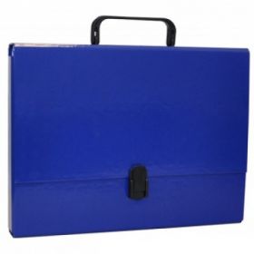 Servieta din carton laminat, A4/5cm, cu inchidere si maner, Office Products - bleumarin