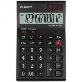 Calculator de birou, 12 digits, 152 x  96 x 12 mm, dual power, SHARP EL-124TWH - negru/alb