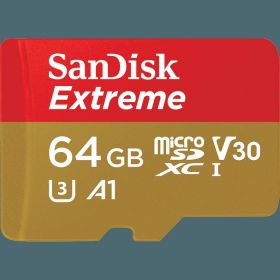 Micro Secure Digital Card SanDisk Extreme, 64GB, Clasa 10, R/W speed: 100MB/s/60MB/s, include adaptor SD (pentru telefon)