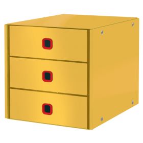 Cabinet cu sertare LEITZ Cosy Click & Store, 3 sertare, carton laminat, A4, galben chihlimbar
