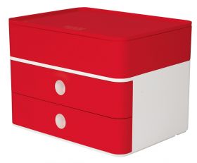 Suport cu 2 sertare + cutie ustensile HAN Allison Smart Box Plus - rosu cherry