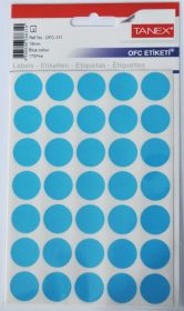 Etichete autoadezive color, D19 mm, 175 buc/set, TANEX - albastru