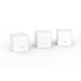 Tenda AC1200 Whole Home Mesh WiFi System, MW3; Standard and Protocol: IEEE802.3, IEEE802.3u; Interface: 2 Ethernet ports per mesh node/ WAN and LAN on primary mesh node/ Both act as LAN ports on additional mesh nodes; Wireless Standards: 2.4G: 2400MHz-248