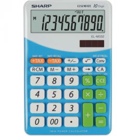 Calculator de birou, 10 digits, 149 x  100 x 27 mm, dual power, SHARP EL-M332BBL - gri/bleu
