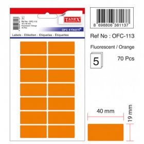 Etichete autoadezive color, 19 x 40 mm, 70 buc/set, TANEX - orange fluorescent