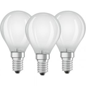 Set 3 becuri LED Osram P40, E14, 4W (40W), 470 lm, mat, lumina calda