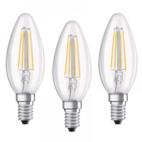 Set 3 becuri LED Osram Base Filament B40, E14, 4W (40W), 470 lm, lumina calda (2700K) 
