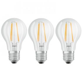 Set 3 becuri LED Osram Base Filament A60, E27, 7W (60W), 806 lm, lumina calda (2700K) 