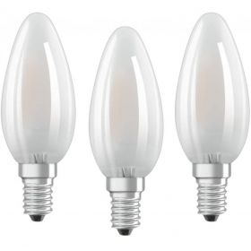 Set 3 becuri LED Osram B40, E14, 4W (40W), 470 lm, mat, lumina calda