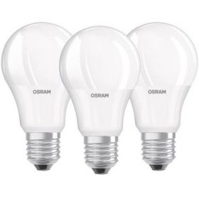 Set 3 becuri LED Osram, A75, E27, 10W (75W), 1055 lm, mat, lumina calda (2700K) 