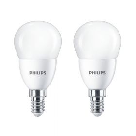Pachet 2 becuri LED Philips P48, EyeComfort, E14, 7W (60W), 806 lm, lumina alba calda (2700K)
