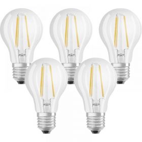 Set 5 becuri LED Osram Base Filament A60, E27, 7W (60W), 806 lm, lumina calda (2700K)