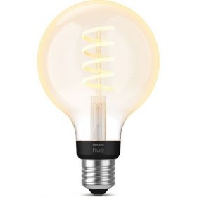 Bec LED inteligent vintage Philips Hue Filament Glob, Bluetooth, Zigbee, G93, E27, 7W (40W), 550 lm, lumina alba (2200-4500K)