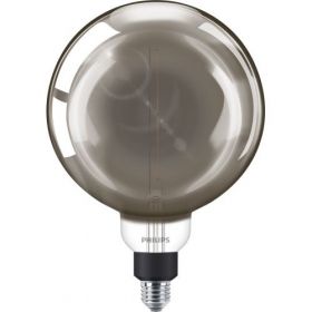 Bec LED vintage Philips Giant G200, intensitate luminosa reglabila, E27, 6.5W (20W), 200 lm, lumina calda tip flacara (1800K), Fumuriu, 28.620.2 cm
