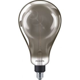 Bec LED vintage Philips Giant A160, intensitate luminosa reglabila, E27, 6.5W (20W), 200 lm, lumina calda tip flacara (1800K), Fumuriu, 29.3x16.2 cm